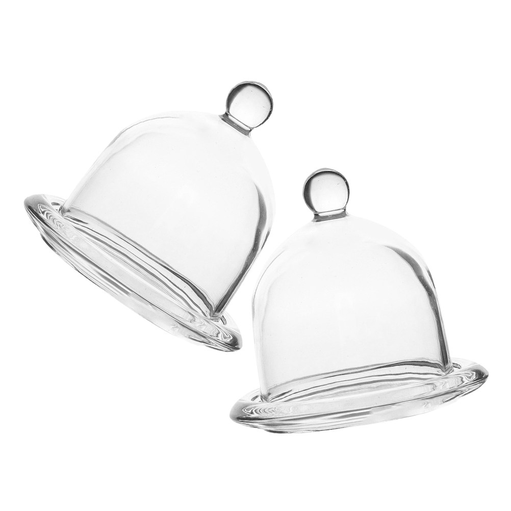 Plastic Dome Clear - قطعتان من حامل الكيك الزجاجي الصغير،