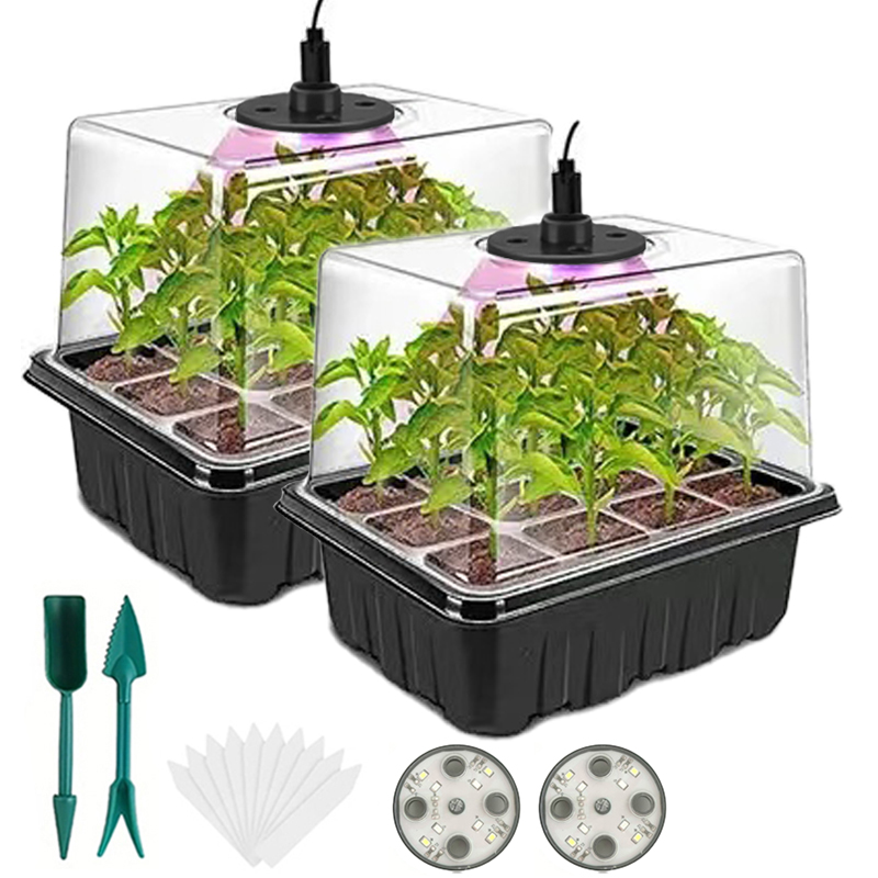Humidity Dome Kit - صينية لزراعة البذور مع مصابيح للنمو،